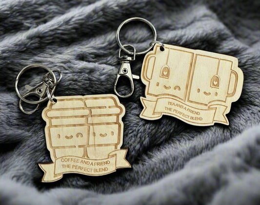 Wooden Friend- the perfect blend- keyring - Laser LLama Designs Ltd