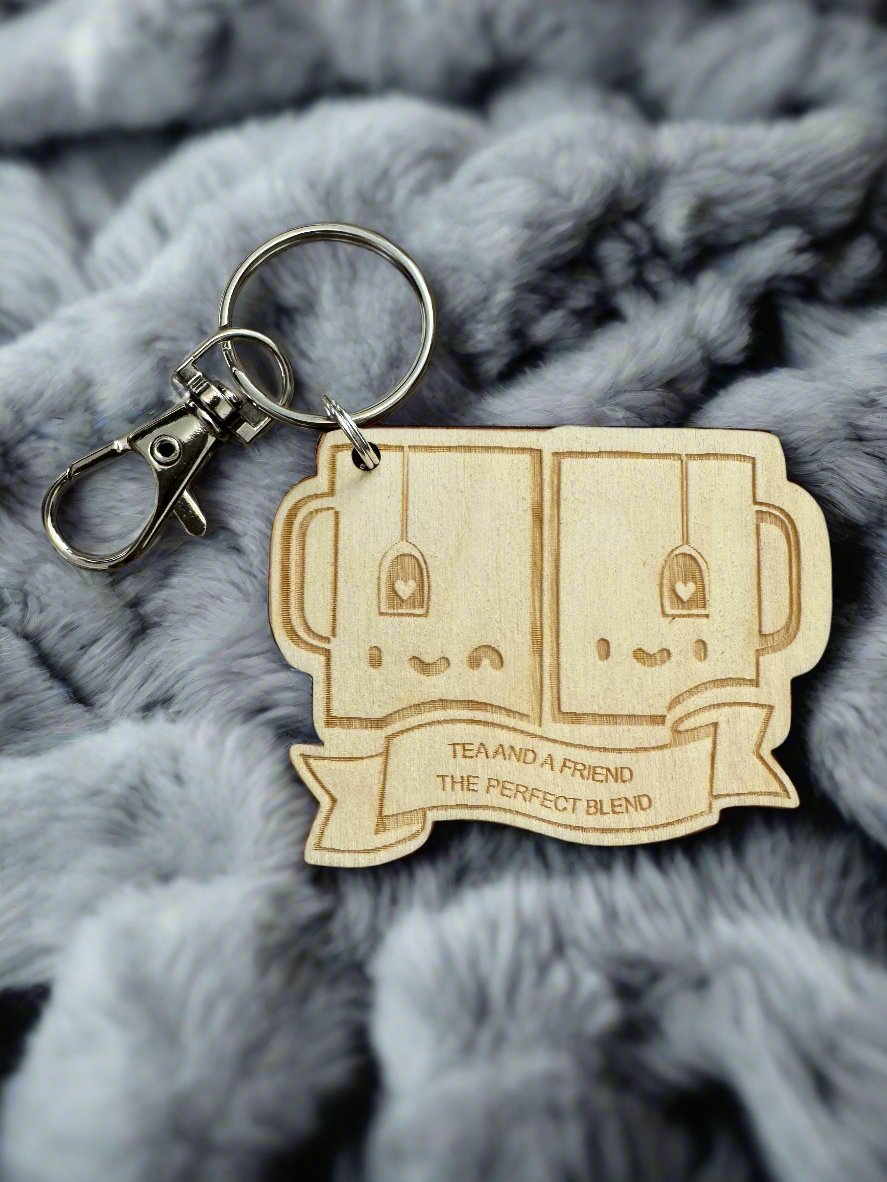 Wooden Friend- the perfect blend- keyring - Laser LLama Designs Ltd