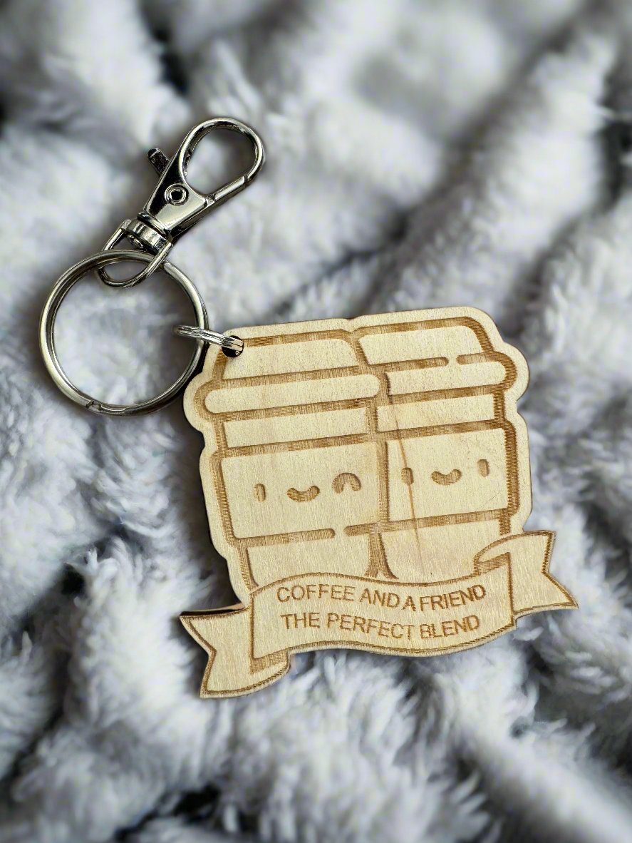 Wooden Friend- the perfect blend- keyring - Laser LLama Designs Ltd