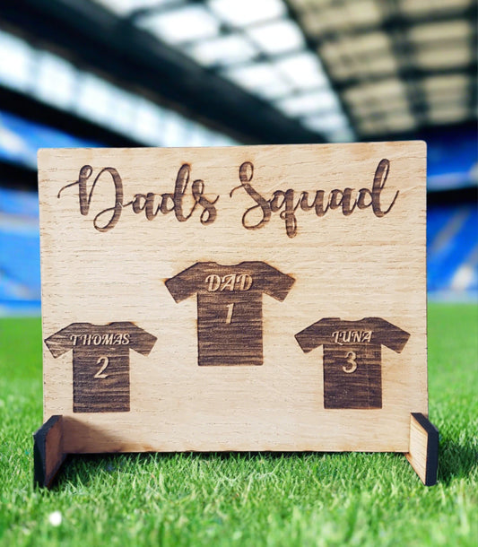 Oak veneer personalised football squad plaque - Laser LLama Designs Ltd