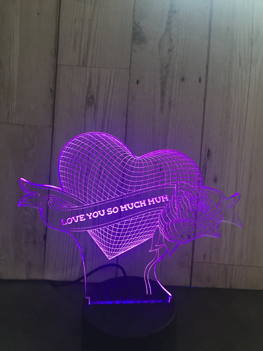 LED light up 3D rose & heart mum, mothers day  display. 9 Colour options with remote - Laser LLama Designs Ltd