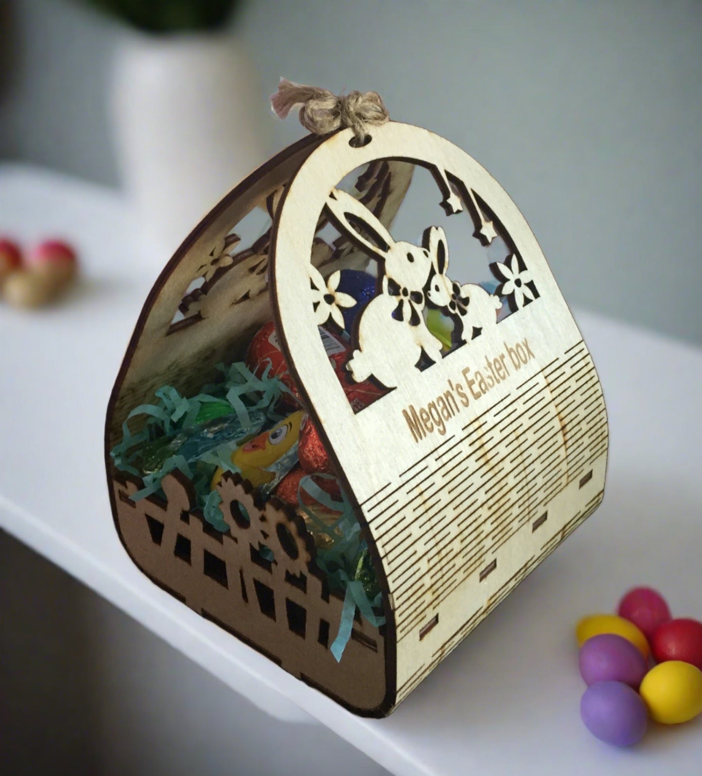 wooden Personalised easter basket - Laser LLama Designs Ltd