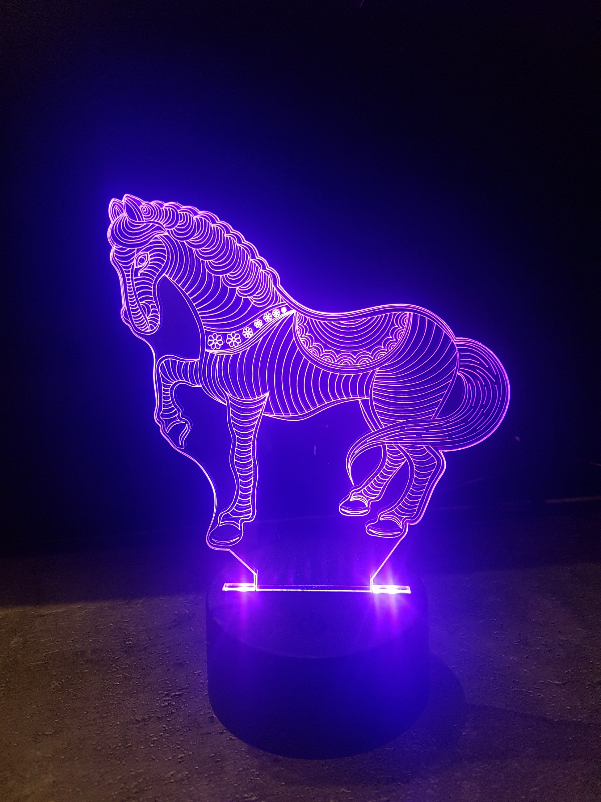 LED light up HORSE display ,9 Colour options with remote! - Laser LLama Designs Ltd