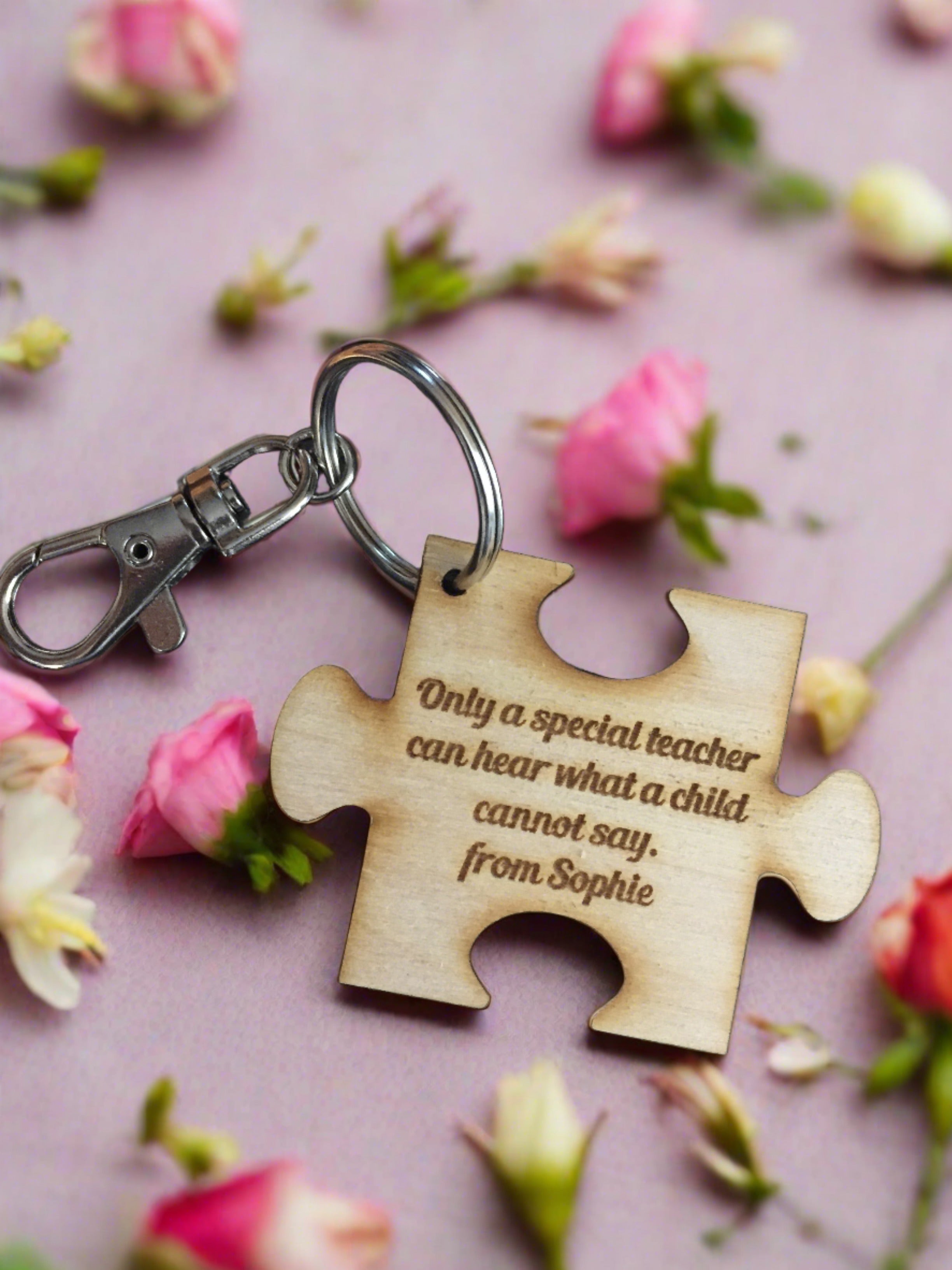 Wooden puzzle piece on sale keychain