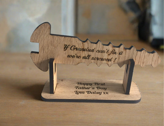 Oak veneer freestanding screw - Laser LLama Designs Ltd