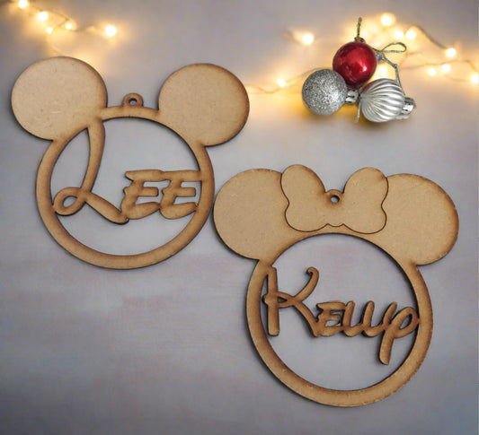 Personalised mouse ears bauble - Laser LLama Designs Ltd