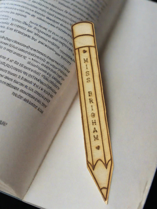 Wooden Personalised pencil shape bookmark - Laser LLama Designs Ltd