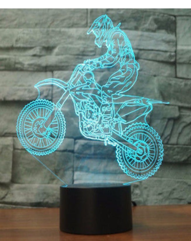 LED light up 3D  motor cross bike  display. 9 Colour options with remote! - Laser LLama Designs Ltd