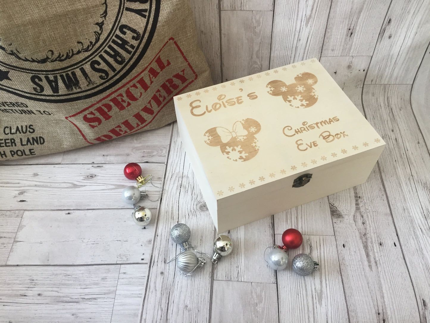 Personalised Wooden Christmas Eve Box - Laser LLama Designs Ltd