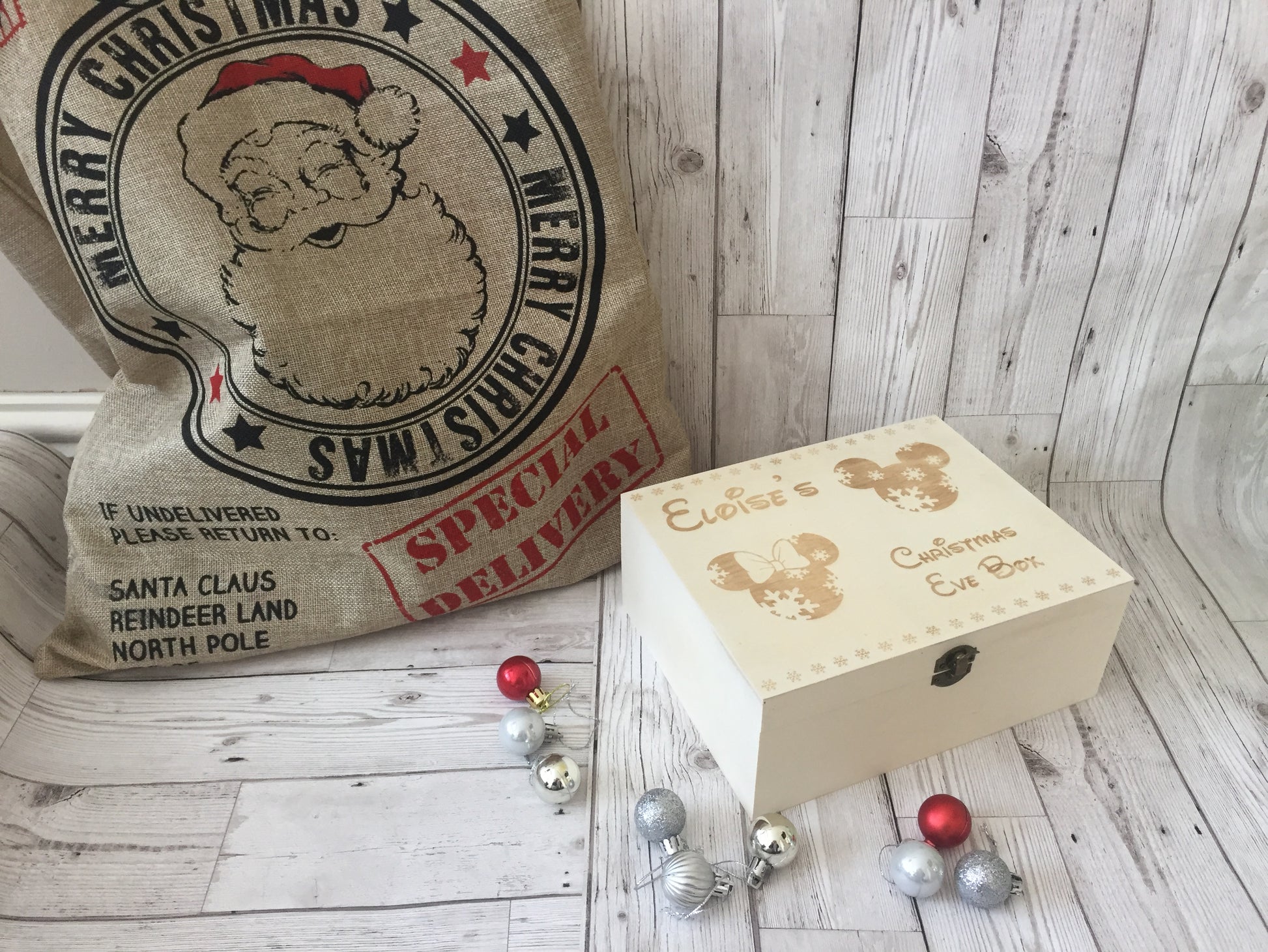 Personalised Wooden Christmas Eve Box - Laser LLama Designs Ltd