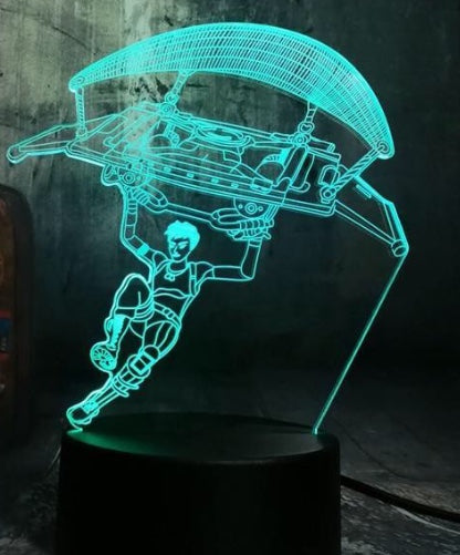 LED light up Fortnite Paratrooper display. 9 Colour options with remote! - Laser LLama Designs Ltd