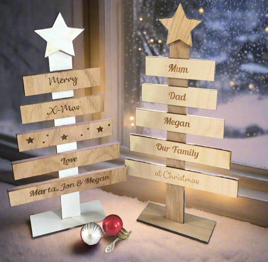 Freestanding Personalised Christmas tree - Laser LLama Designs Ltd