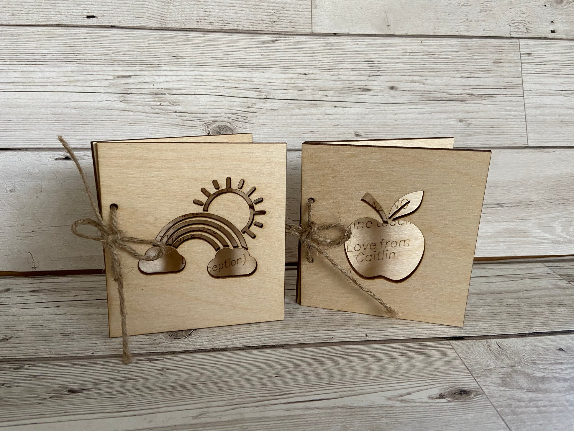 Wooden personalised teacher card - Laser LLama Designs Ltd