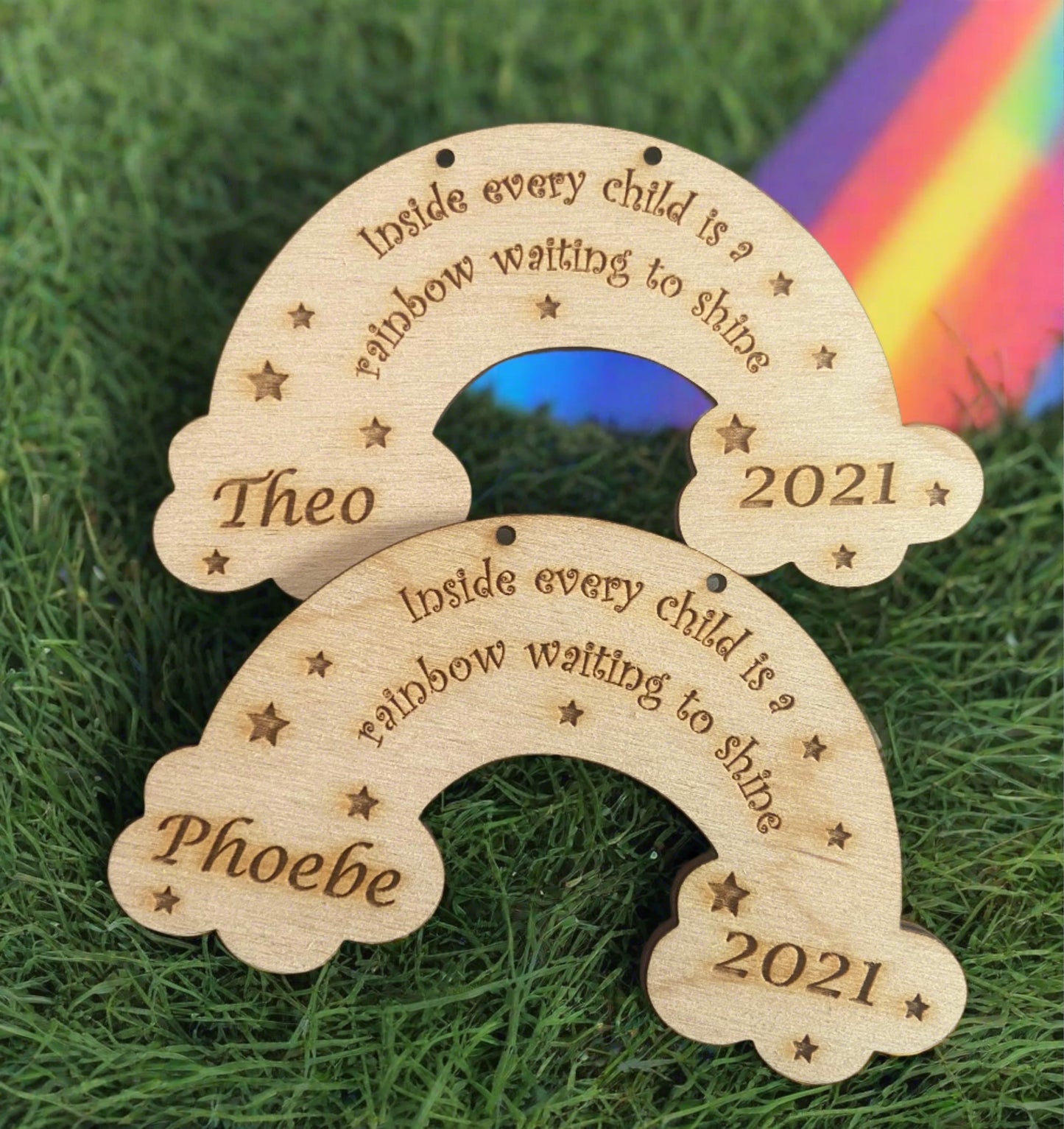 Wooden personalised rainbow 🌈 - Laser LLama Designs Ltd