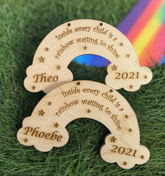 Wooden personalised rainbow 🌈 - Laser LLama Designs Ltd