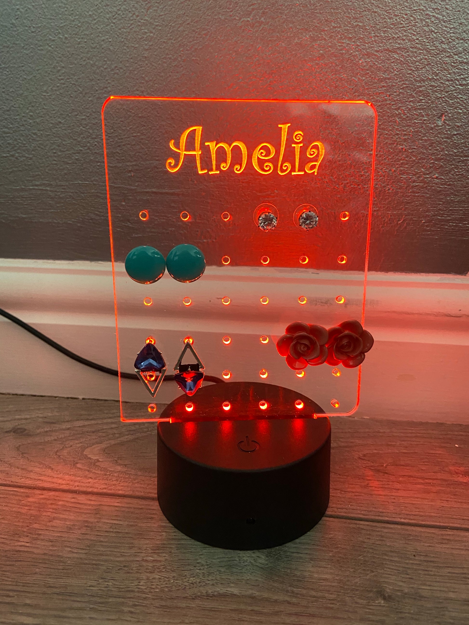 Personalised earring led display- 9 colours option with remote controller - Laser LLama Designs Ltd