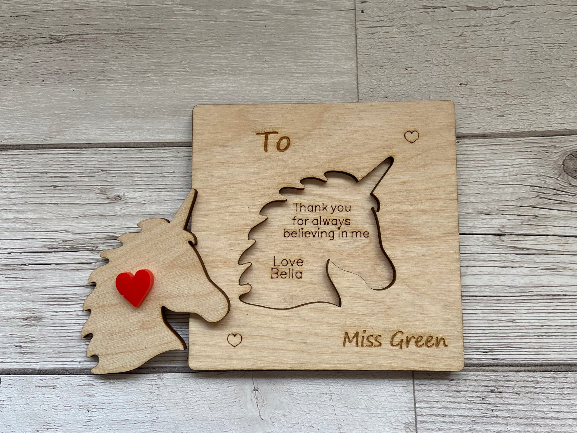 Wooden personalised 3d card for Teacher - Laser LLama Designs Ltd