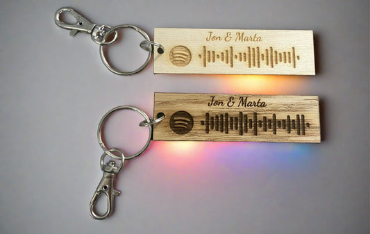 Scannable Spotify personalised keyring - Laser LLama Designs Ltd