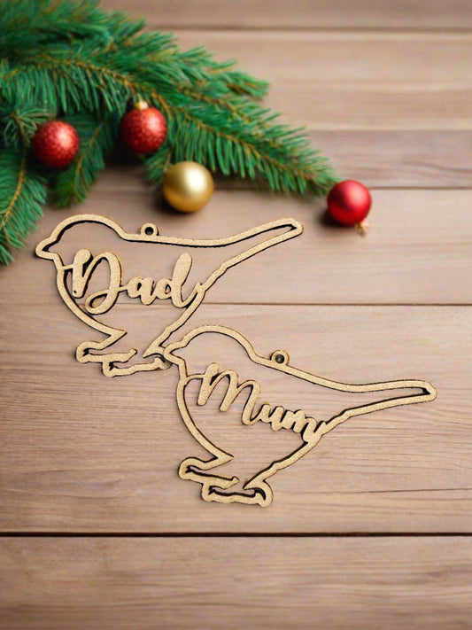 Wooden mdf robin bauble - Laser LLama Designs Ltd