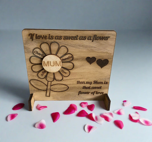 Oak veneer freestanding plaque - Laser LLama Designs Ltd