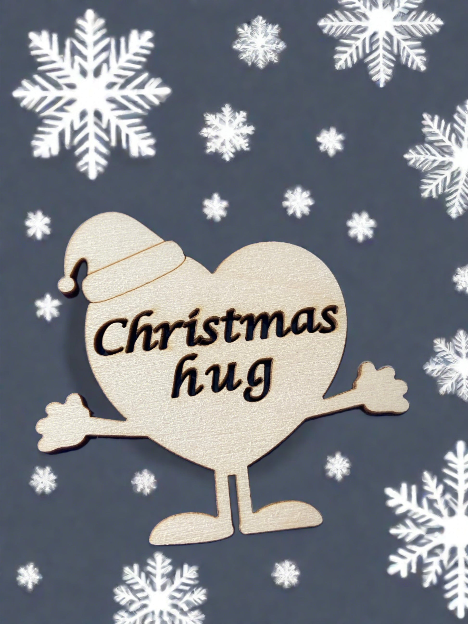 Wooden xmas hug - Laser LLama Designs Ltd