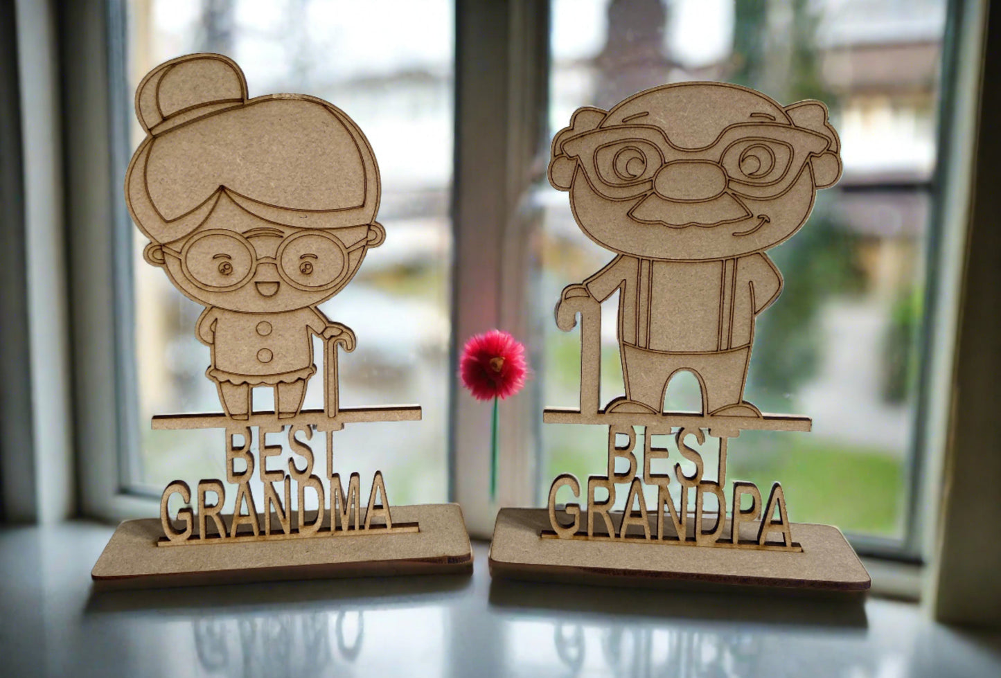 Freestanding mdf grandpa and grandma - Laser LLama Designs Ltd