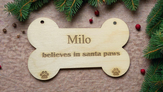 Persoanlised Dog Bone Tree Decoration - Laser LLama Designs Ltd