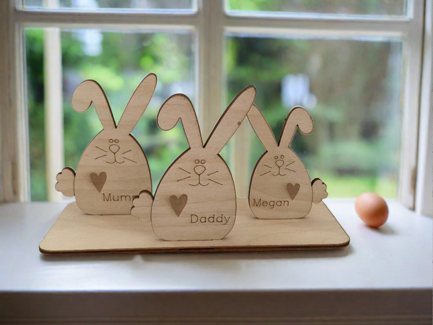 Wooden  freestanding bunny family - Laser LLama Designs Ltd