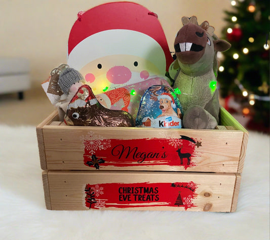 Wooden personalised printed Christmas crate - Laser LLama Designs Ltd