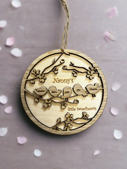 Wooden personalised oak veneer layered tweethearts plaque - Laser LLama Designs Ltd