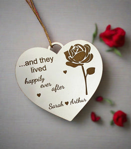 Wooden personalised rose - happily ever after plaque - Laser LLama Designs Ltd