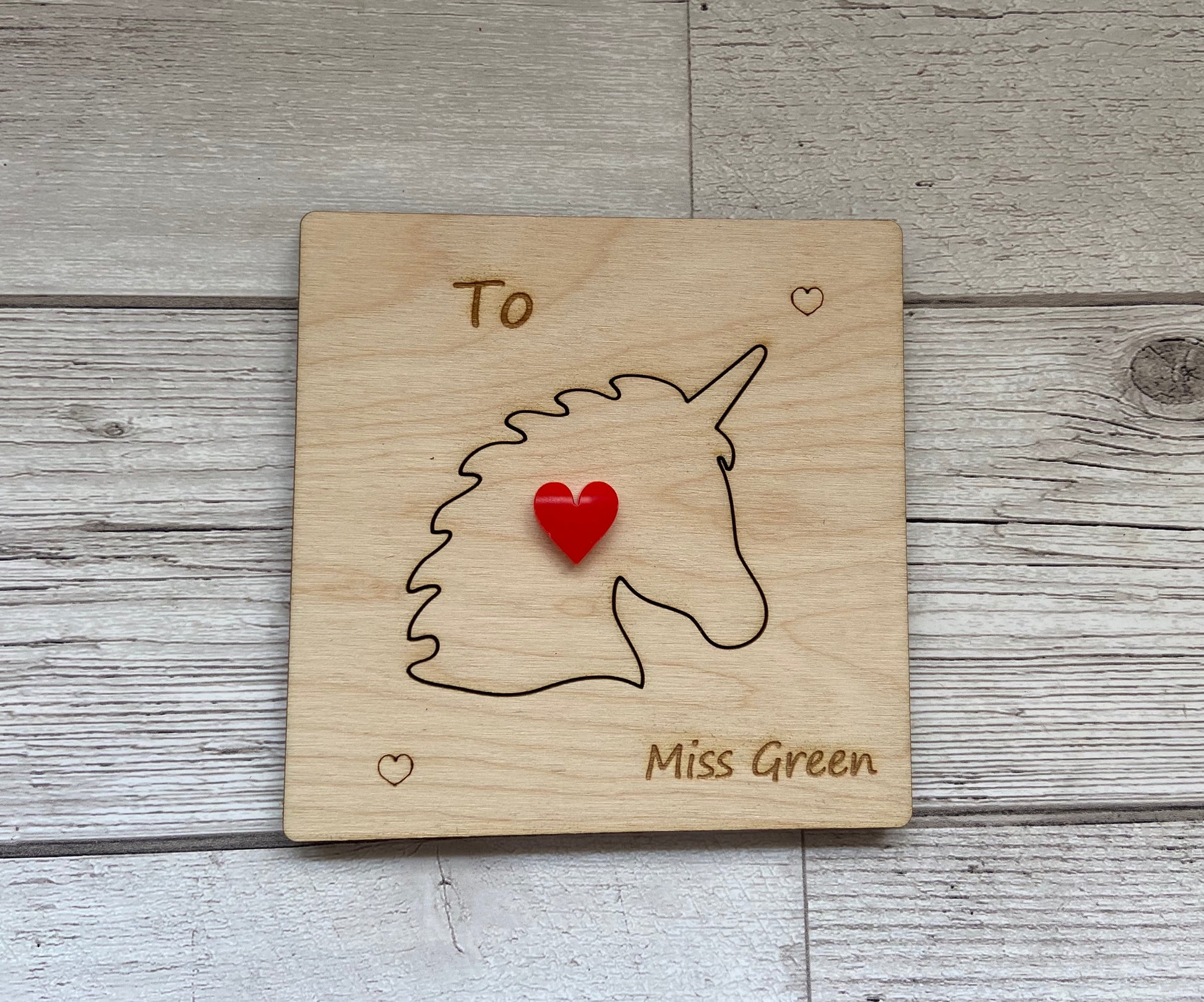 Wooden personalised 3d card for Teacher - Laser LLama Designs Ltd