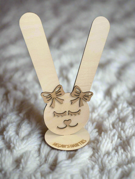 Personalised freestanding hair ties bunny stand/holder - Laser LLama Designs Ltd