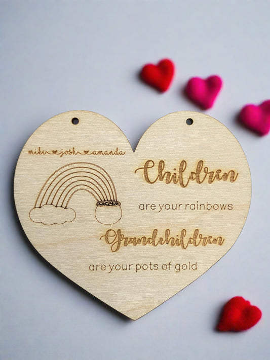 Wooden personalised grandchildren are pots of gold - Laser LLama Designs Ltd