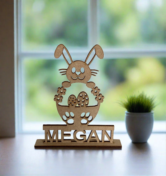 Wooden personalised freestanding bunny - Laser LLama Designs Ltd