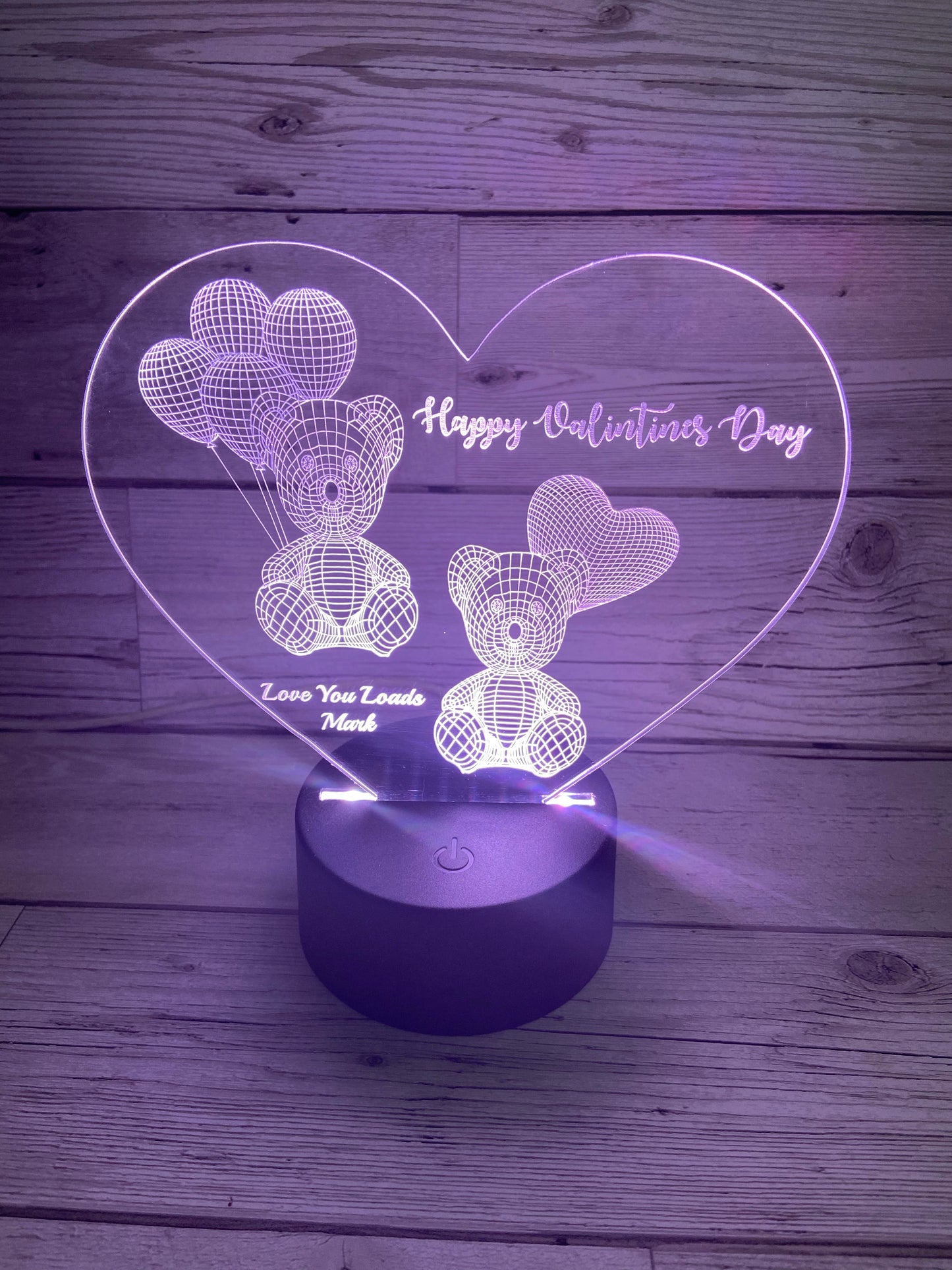 Light up 3D heart with bears display. 9 Colour options with remote! - Laser LLama Designs Ltd