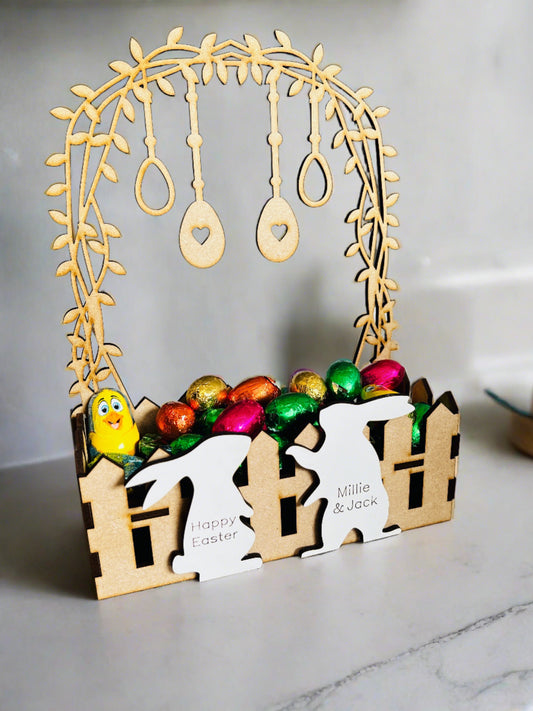 Wooden personalised Easter basket - Laser LLama Designs Ltd