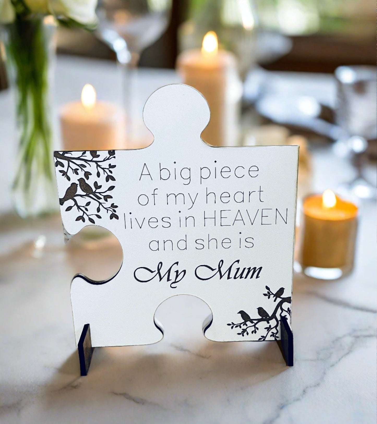 Wooden personalised memorial puzzle shape - Laser LLama Designs Ltd