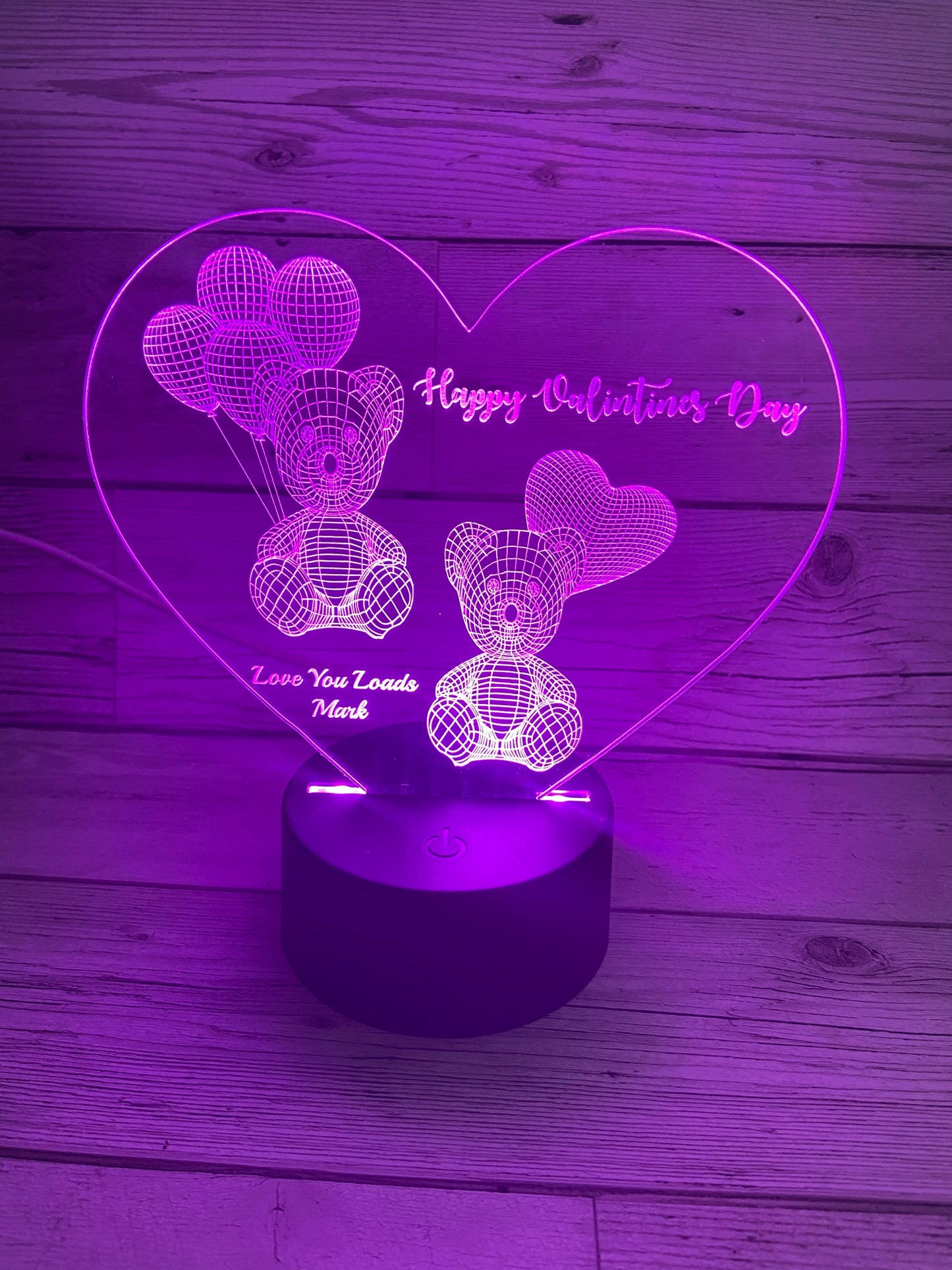 Light up 3D heart with bears display. 9 Colour options with remote! - Laser LLama Designs Ltd