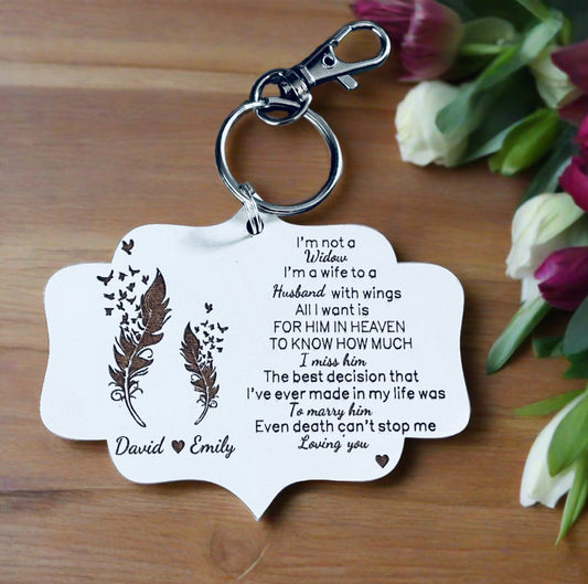 Wooden I’m not a widow keyring - Laser LLama Designs Ltd