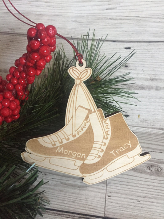 Wooden personalised ice skates - Laser LLama Designs Ltd