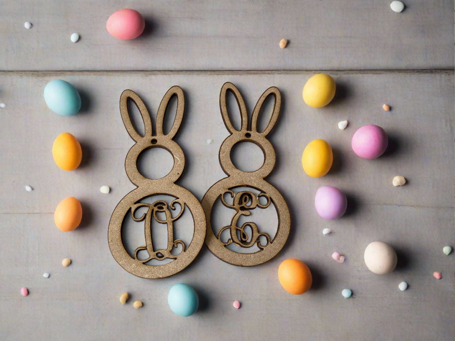 Wooden mdf initial letter  bunny - Laser LLama Designs Ltd