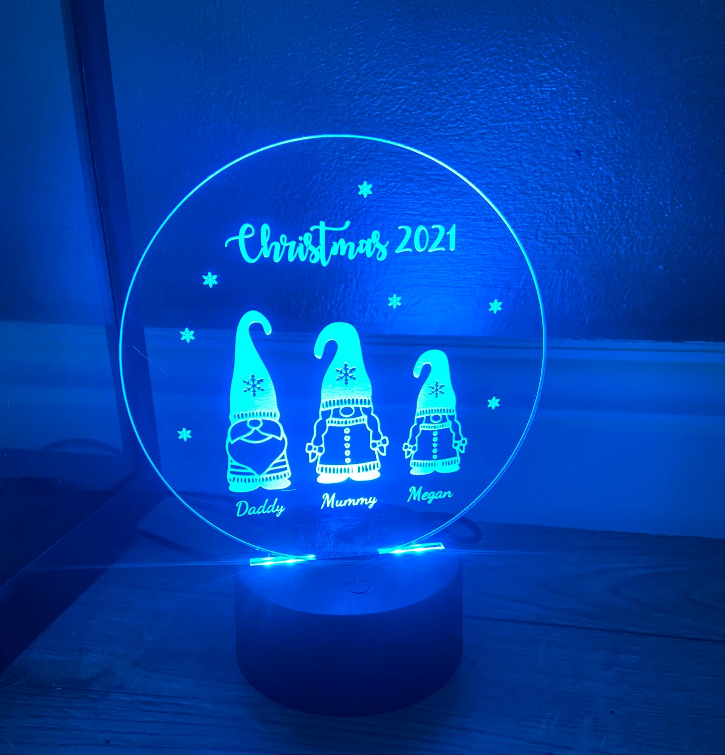 Gnome family LED light up display- 9 colour options with remote - Laser LLama Designs Ltd