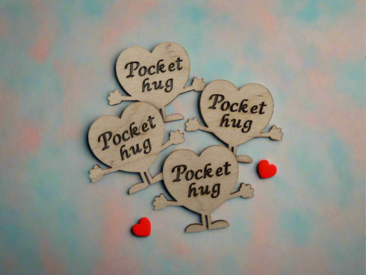 Wooden heart pocket hug - Laser LLama Designs Ltd