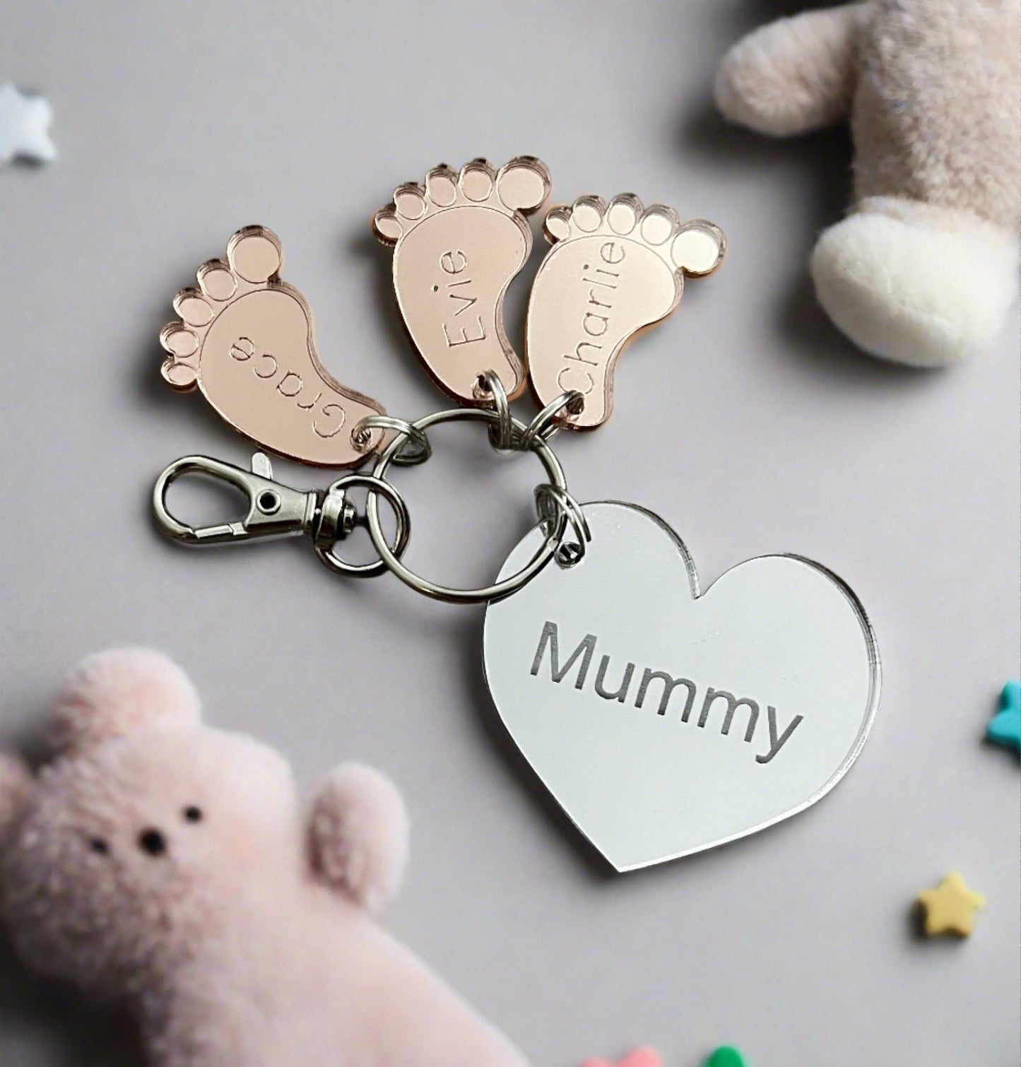 Mirrored acrylic personalised keyring - Laser LLama Designs Ltd