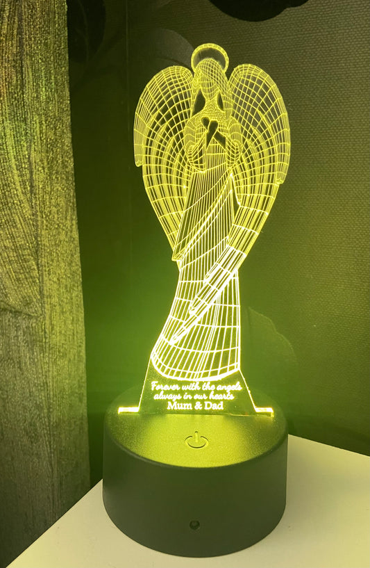 Led light memorial Angel  display. 9 colours and remote control! - Laser LLama Designs Ltd