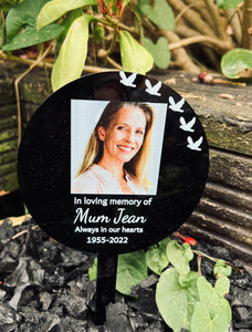 Acrylic personalised photo memorial grave marker - Laser LLama Designs Ltd