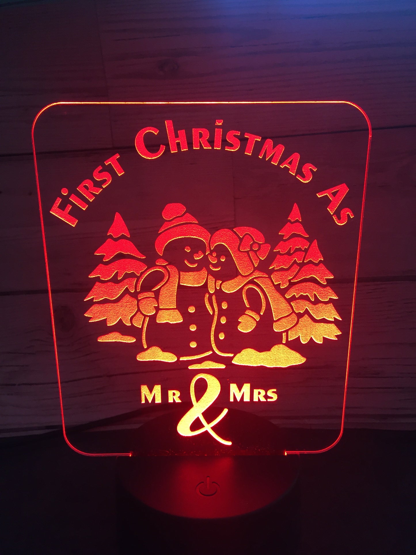 Snowman couple LED light up display- 9 colour options with remote! - Laser LLama Designs Ltd