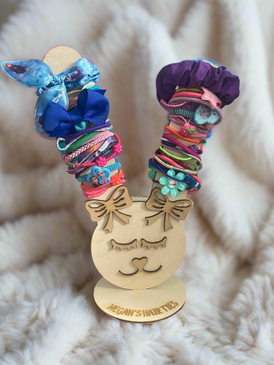 Personalised freestanding hair ties bunny stand/holder - Laser LLama Designs Ltd