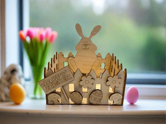 Wooden Easter Bunny Basket - Laser LLama Designs Ltd